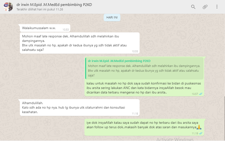 Konfirmasi ke Dokter Pembimbing 